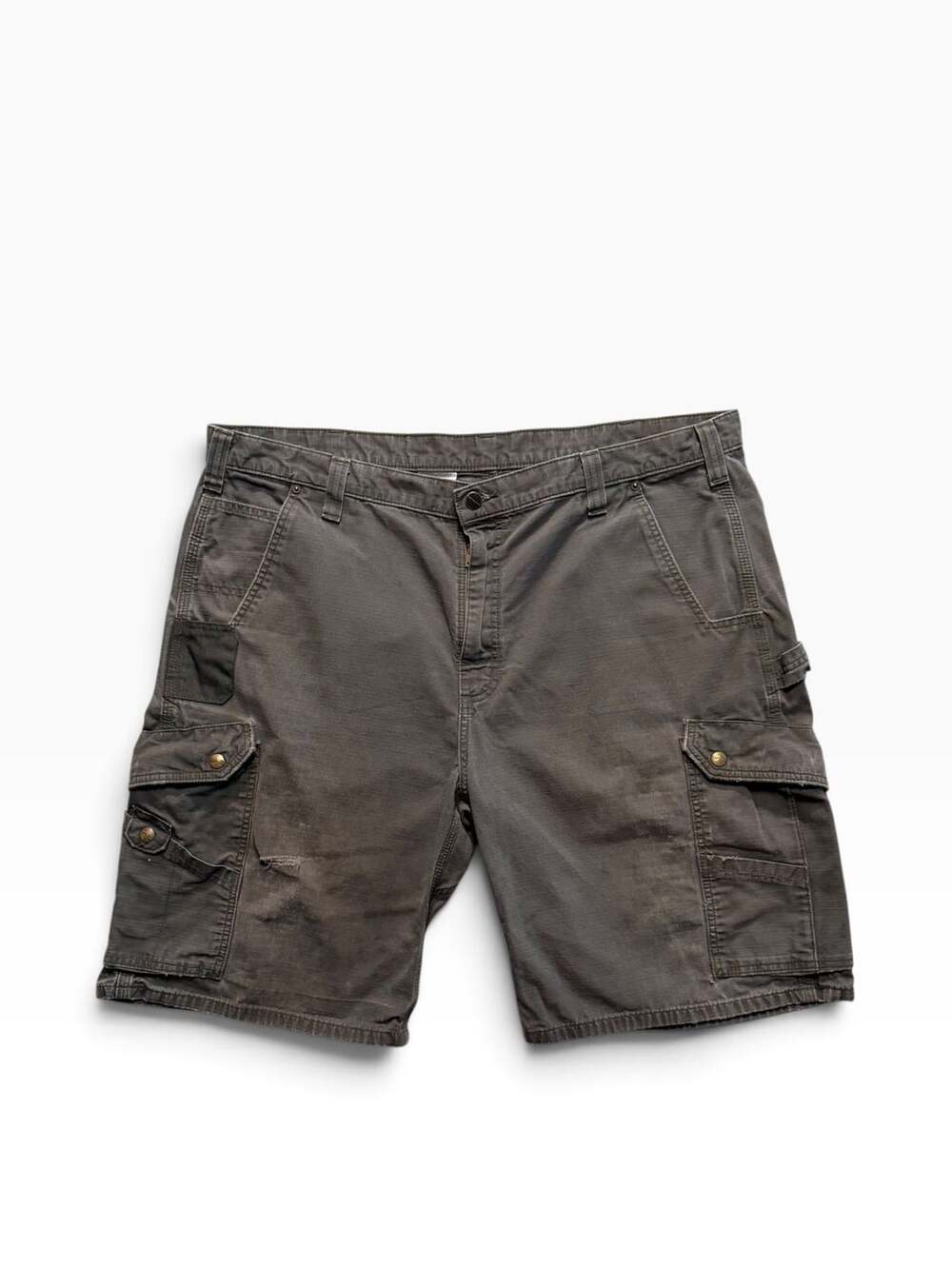 Carhartt B357 MOS Distressed Relaxed Fit Cargo Shorts Moss Green Canvas Size 42
